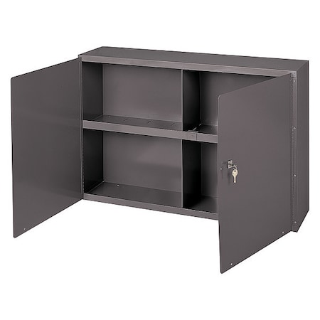 Durham Mfg Shelving Storage Cabinet, 22-1/4 in H, 33-3/4 in W, 8-1/2 in D, Swing, Keyed, Gray, 1 Shelves 343-95