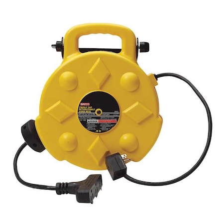 Bayco Cord Reel, 14 AWG, Yellow Reel Color, 50 ft Length, 3 Outlets SL-8903