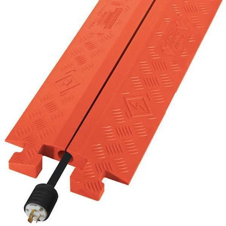 Linebacker Cable Protector, 3 in H, 38-1/2 in L, 14-1/4 in W, 1 Channel, Polyurethane, Orange CP1X225-GP-O