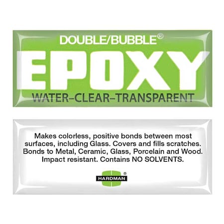 Hardman Epoxy Adhesive, Double/Bubble Water-Clear-Transparent Series, Clear, Jar, 10 PK, 1:01 Mix Ratio 4004-BG10