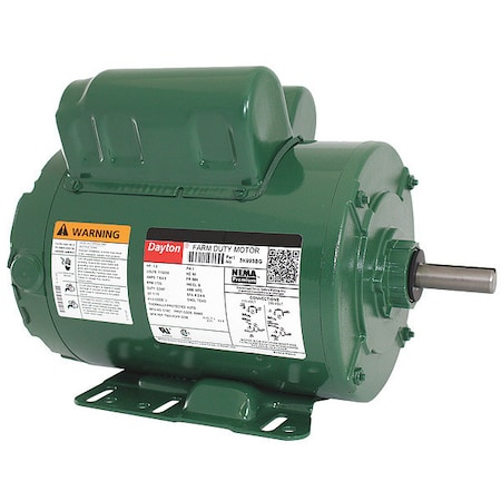 Dayton Agricultural Fan Motor, Capacitor-Start/Run, 1 HP, 115/230V AC, 1,725 Nameplate RPM, 56H Frame 3K993