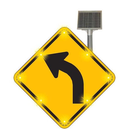 Tapco LED Traffic Sign, Left Curve Arrow, Black/Yellow, 30" W, 30" H 2180-C00721