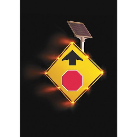 Tapco LED Traffic Sign, Stop Sign Ahead, Red and Black/Fluorescent Yellow, 36" W, 36" H 2180-00216