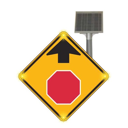 Tapco LED Traffic Sign, Stop Sign Ahead, Red and Black/Fluorescent Yellow, 30" W, 30" H 2180-00236