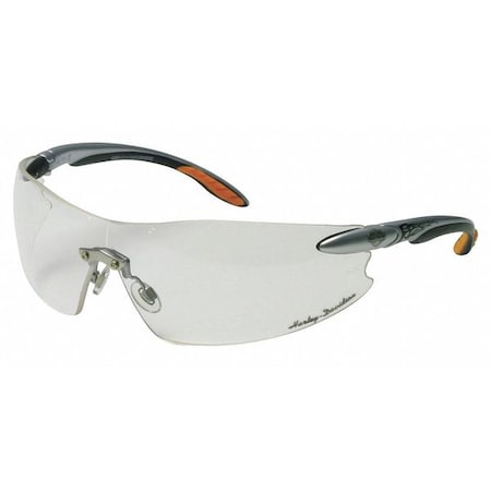 Harley-Davidson Safety Eyewear Safety Glasses, HD800, Clear Scratch-Resistant Lens, Polycarbonate, Silver/Black/Orange HD803