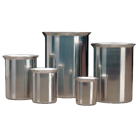 Zoro Select Beaker, Stainless Steel, Low Form, 250 mL / 8.5 oz Capacity 80250
