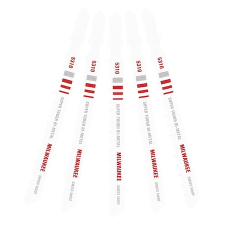 Milwaukee Tool 4" 10 TPI Bi-Metal Jig Saw Blade, PK5 48-42-5310