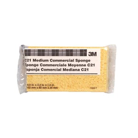 3M Sponge, 4-1/4"L, 7"W, WoodFbr, Yellow W4PK