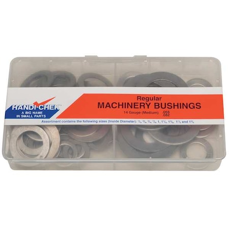 Zoro Select Regular 14 Gauge Machinery Bushing Assortment, Steel, Black Oxide Finish, 91 PCS WWG-DISP-N14-091