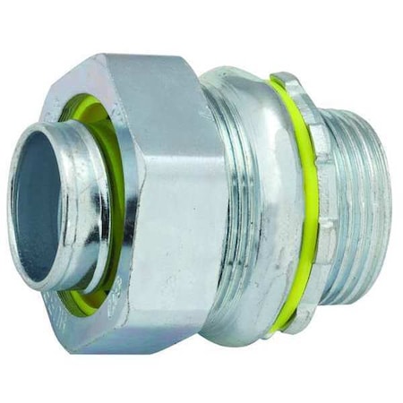 Raco Conduit Fitting Connector, 1-1/4 in, Liquid-Tight, Steel, Electro Zinc Plated, Gray 3405