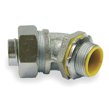 Raco Conduit Fitting Connector, 3/4 in, Liquid-Tight, Steel, Electro Zinc Plated, Gray 3563