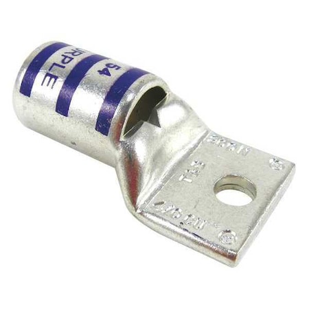 Abb One-Hole Compression Lug, 4/0 AWG Max, 1/2 in Stud, Standard Barrel, Copper, Purple 54170
