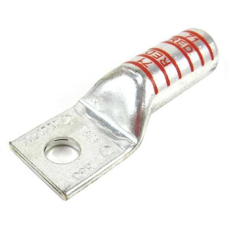 Abb One-Hole Compression Lug, 250 kcmil Max, 1/2 in Stud, Long Barrel, Aluminum, Red 60156