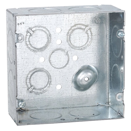 Raco Electrical Box, 42 cu in, Square Box Type, 2 Gangs, Steel, Square Shape 258