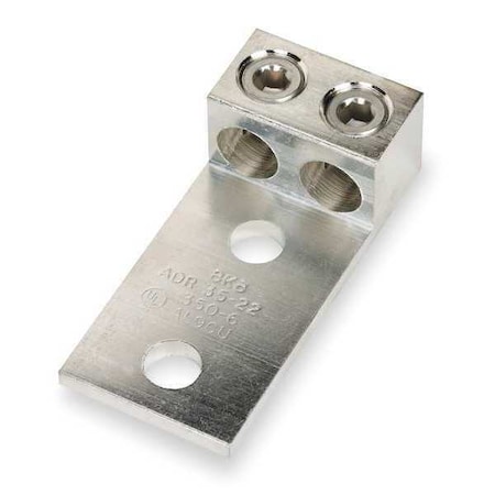 Blackburn Mechanical Lug, 350 kcmil Max, 2 Conductor, 2 Hole, 1/2 in Stud, Aluminum ADR35-22