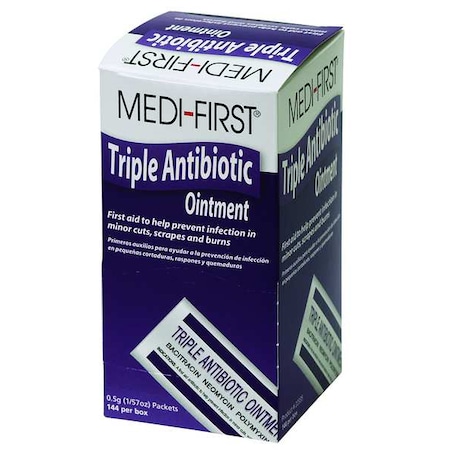 Medi-First Triple Antibiotic Ointment, Topical, .5 gram Individually Wrapped Packets, PK144 22335
