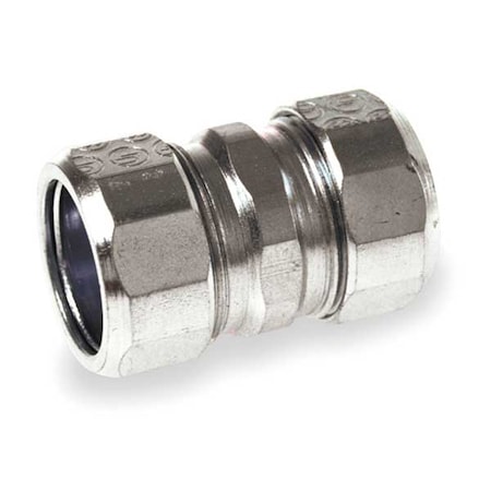 Zoro Select Compression Coupling Coupling, 1/2 in, Steel, Plain 3LP90