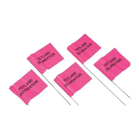 Presco Marking Flag, PVC, Wetland Delineation, 4" L., 100 PK 4521PGBK381-200