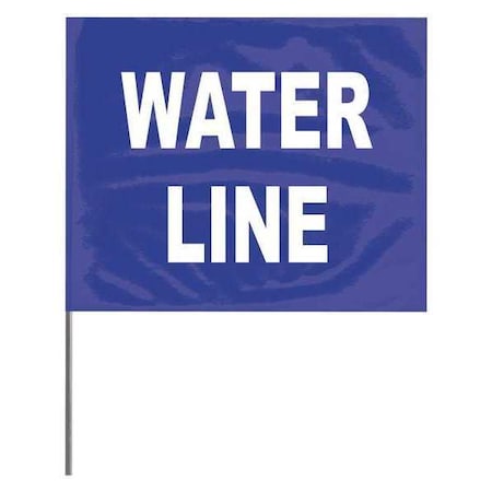 Presco Marking Flag, PVC, Water Line, 4" L., 100 PK 4521BW62-200
