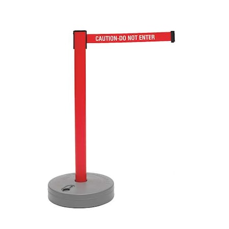 Tensabarrier Barrier Post with Belt, Red, 7 1/2 ft Length, 38 in Post Height, Caution Do Not Enter 885-21-STD-NO-RGX-C