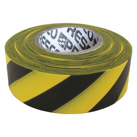 Zoro Select Flagging Tape, No Legend, Black/Yellow, 1 3/16 in Wide x 300 ft Length, Vinyl, 2 mil SYBK-200
