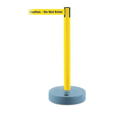 Tensabarrier Barrier Post with Belt, Yellow, 7 1/2 ft Length, 38 in Post Height, Caution Do Not Enter 885-35-STD-NO-YAX-C