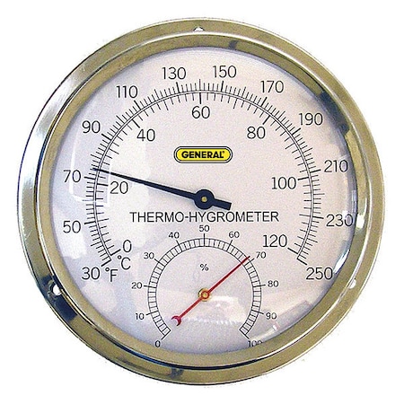 General Tools Indoor Analog Hygrometer, 30 to 250 F 3LYU4