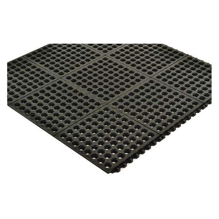 NOTRAX Interlocking Drainage Mat Tile, Natural Rubber, 3 ft Long x 3 ft Wide, 3/4 in Thick 550S0033BL