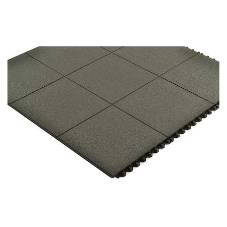 Notrax Interlocking Antifatigue Mat Tile, Rubber, 3 ft W x 3 ft L, 3/4 in Thick 556S0033BL