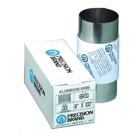 Precision Brand Shim Stock, Roll, Aluminum, 0.0050 In, 6 In 69320