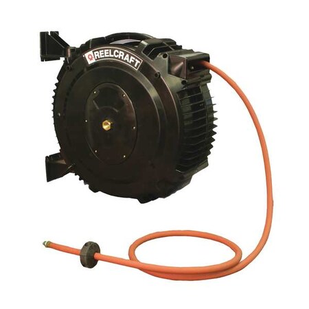 Reelcraft Spring Return Hose Reel, 3/8 in Hose Diameter, 65 ft Length, 232 psi Max. Pressure, Brass, Black SGA3665 OLP