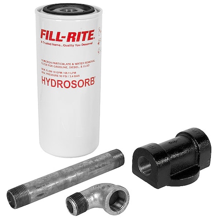 Fill-Rite Fuel Filter Kit, 25 gpm, 50psi, 8-5/8 in L 1210KTF7019