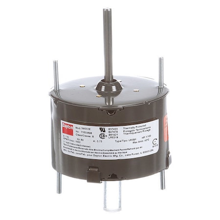 Dayton HVAC Motor, 1/100 HP, 1550 rpm, 115V, 3.3 71633698M