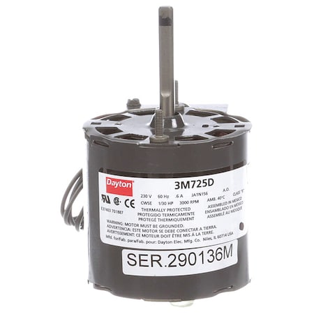 Dayton HVAC Motor, 1/30 HP, 3000 rpm, 230V, 3.3 71214610M