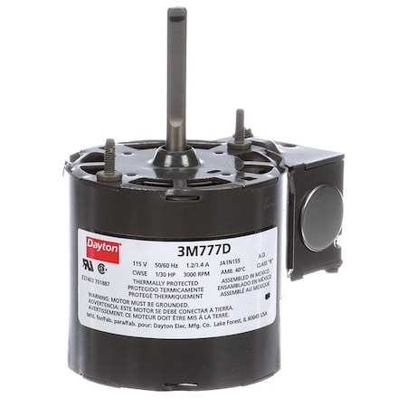 Dayton HVAC Motor, 1/30 HP, 3000 rpm, 115V, 3.3 71214887M