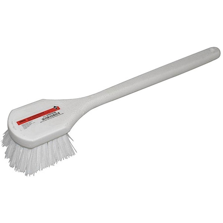 Tough Guy 3 in W Scrub Brush, Medium, 17 in L Handle, 3 in L Brush, White, Plastic, 20 in L Overall 3NB56