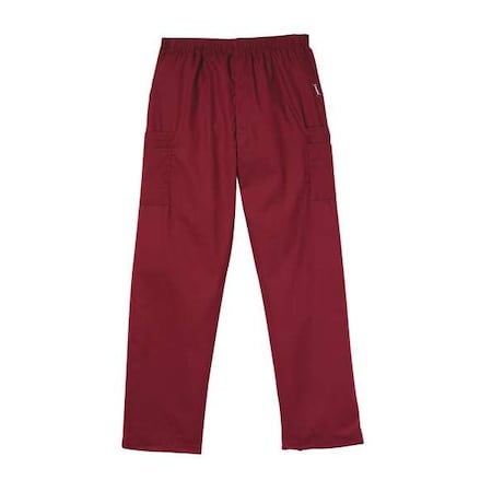Landau Scrub Cargo Pants, Cotton/Polyester, Drawstring Waist, 31 in Inseam, 5 Pockets, Wine, Size L 8555RWPLRG