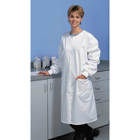 LANDAU Lab Coat, L, White, 41 In. L 3178 WWP LRG