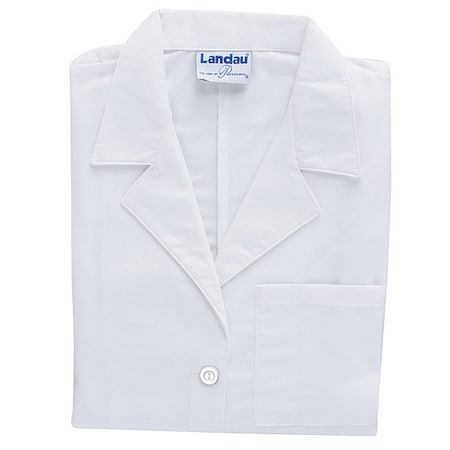 Landau Collared Lab Coat, Cotton Poplin/Polyester, 3 Pockets