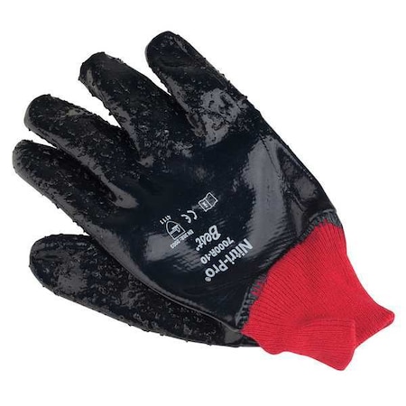 Showa Coated Gloves, Nitrile, Full, 4 Abrasion Level, Black/Red, XL (10) 1 PR 7000R-10