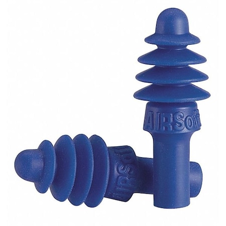 Howard Leight AirSoft Reusable TPE Ear Plugs, Flanged Shape, 27 dB, Blue, 100 PK DPAS-1