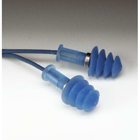 Howard Leight Fusion Reusable Corded Ear Plugs, Metal Detectable, Flanged Shape, NRR 25 dB, M, Blue, 100PK FDT-30
