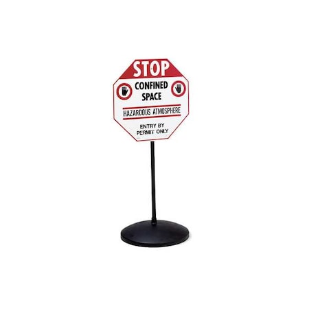 Accuform Sign Post, 48 in Steel Post, 18 in dia Cast Iron Base, Black HSP418