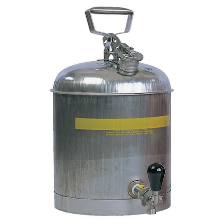 Eagle Mfg Type I Safety Can, Stainless Steel, 5 gal, ECO Stainless Faucet, Neoprene Gasket, Silver, Flammables 1327