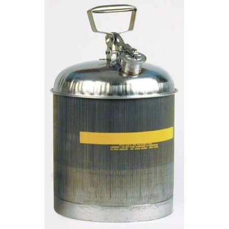 Eagle Mfg Type I Safety Can, Stainless Steel, 5 gal, Self-Close, 11.25 in Dia., Silver, Flammables 1315