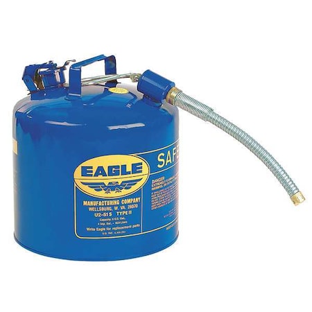 Eagle Mfg Type II Safety Can, Galvanized Steel, 5 gal, 7/8 in Flexible Metal Hose, Blue, Kerosene U251SB