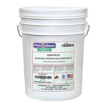 Petrochem 5 gal, Drum, Semi-Synthetic, Clear FOODSAFE GEAR FG-220-005