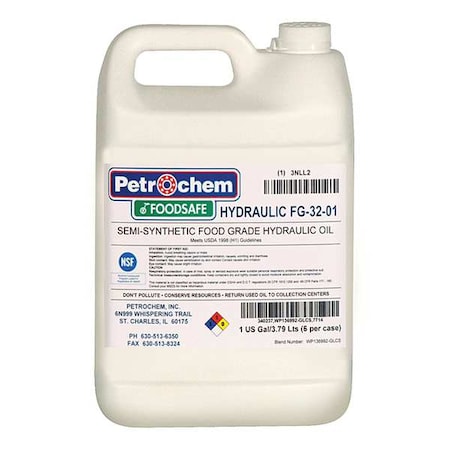 Petrochem Food Grade SemiSyn Hydraulic Oil, ISO 32 FOODSAFE HYDRAULIC FG-32-001