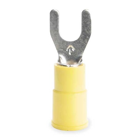 3M Fork Terminal, #6 Stud Size, 10 AWG, 600 V, Vinyl Insulated, Yellow, Crimp Termination Only, 50 PK MVU10-6FX