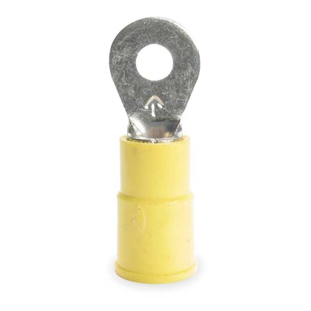 3M Ring Terminal, #6 Stud Size, 10 AWG, 600 V, Vinyl Insulated, Yellow, Crimp Termination Only, 50 PK MVU10-6RX